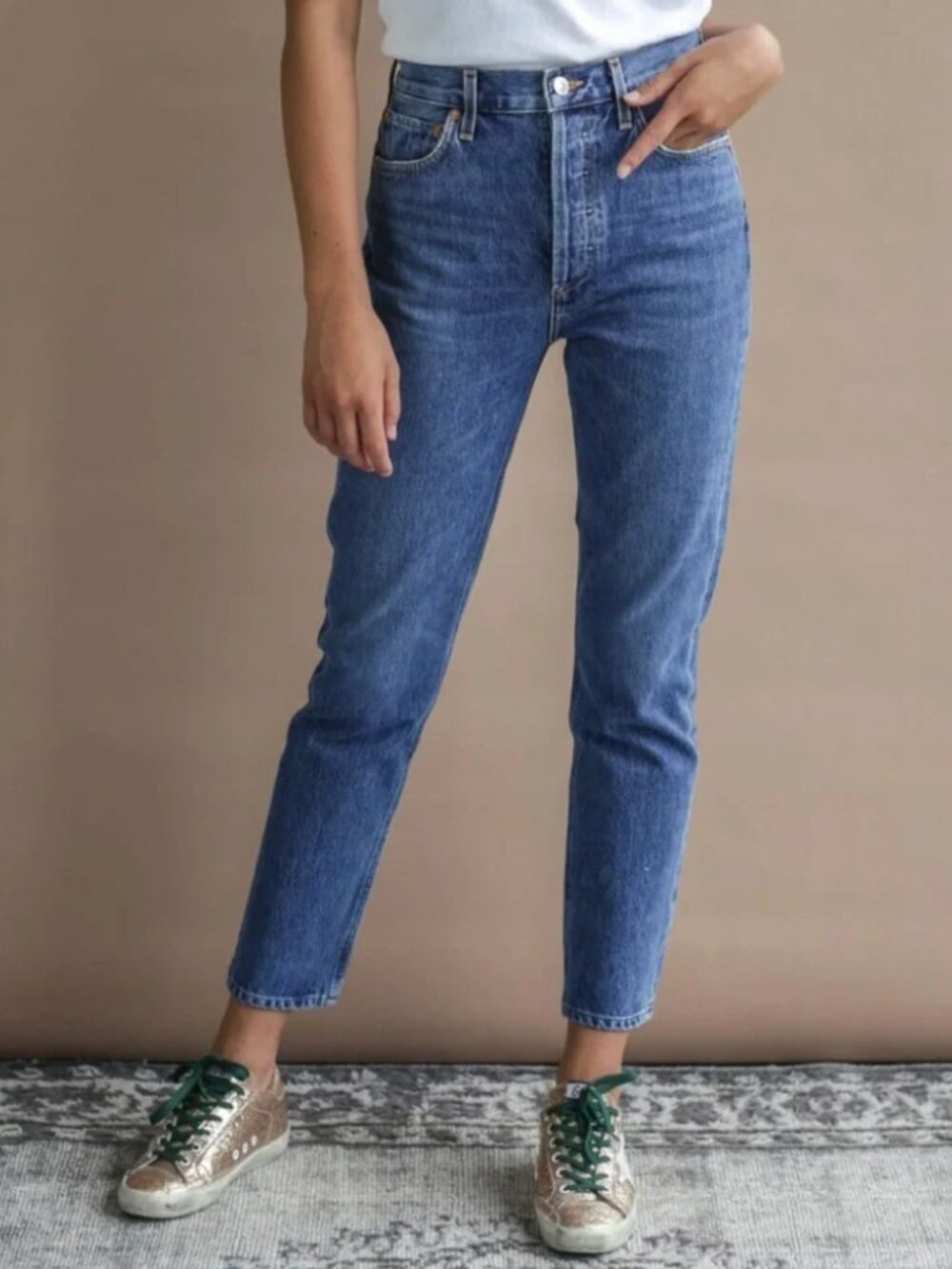 Agolde Riley High Rise Straight Crop Jeans - Picture 1 of 4